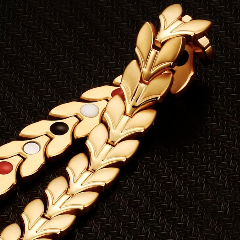 Pulsera De Magnetoterapia Dorada Diseño Laurel Coleccion Gold Color - Imagen 2
