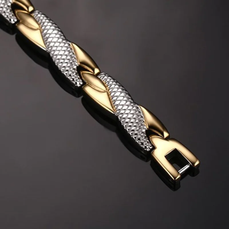 Pulsera De Magnetoterapia Diseño Trenzado Color Dos Oros - Imagen 2